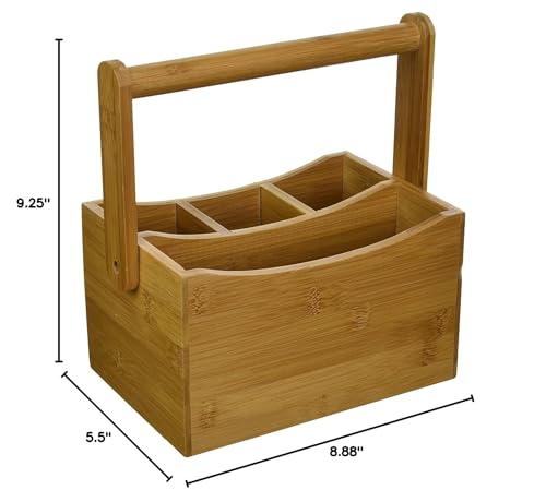 Lipper International 8842 Bamboo Wood Flatware Caddy with Folding Handle  8-7/8"" x 5-1/2"" x 9-1/4"" - Image 5